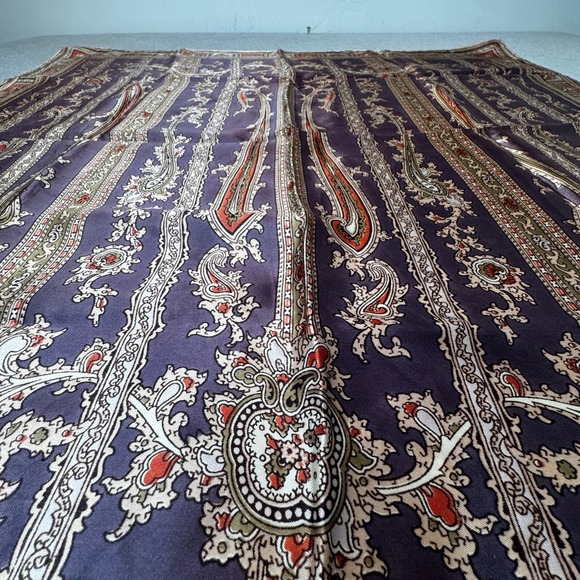 Etro Paisley Scarf Purple Gold Wool Silk Blend Italian Designer 30x30 Vintage - Picture 5 of 9